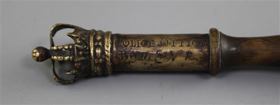 An early 19th century brass tipstaff, 7.5in.